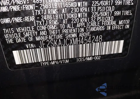 2021 Subaru Forester Premium from USA, damaged, VIN JF2SKAJCXMH454248